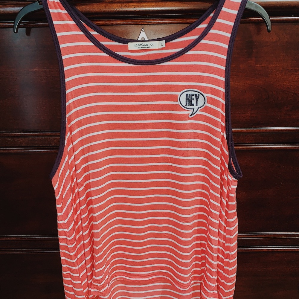 Tank top with iron on quote